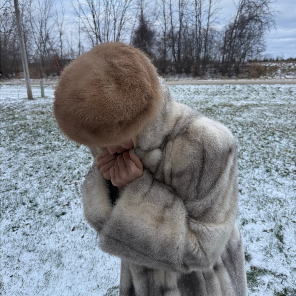 Real fur hat mink apres ski style beret super cute - Picture 3 of 5